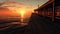 Sunset Pier: A Photorealistic Rendering In The Style Of E. Munch