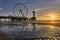 Sunset at The Pier in Scheveningen with waterreflection