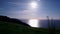 Sunset and plant on the coast of the Cantabrian Sea