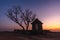 Sunset point in hampi karnakata india isolated house with silhouette tree colorfull and clear