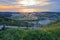 The sunset at Pointe aux Oies near Wimereux with Ambleteuse beach in the background, Cote d`Opale, Pas de Calais, Hauts de France,