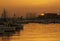 Sunset in port