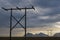 Sunset and power lines in Icelandic landscape