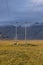 Sunset and power lines in Icelandic landscape