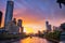 Sunset on Princes Bridge in Melbourne