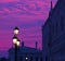 Sunset purple and lanterns lit street in Venice, Italy 1