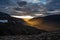 Sunset on the Putorana plateau in Siberia in summer