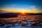 Sunset at the Ranca ski resort in the Parang mountains, Romania