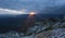 Sunset rays in the mountain landscape. Ceahlau