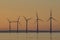 Sunset at Redcar windfarm.