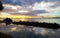 Sunset reflected in the western lagoon of Orbetello