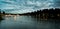 Sunset Reflection At Meydenbauer Beach Park In Between Swimming Lanes In Bellevue, Washington, United States