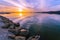 Sunset reflection in the waters of the Trasimeno lake, Umbria, I