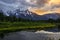 Sunset Reflections on the Grand Teton Range from Schwabacher Landing