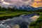 Sunset Reflections on the Grand Teton Range from Schwabacher Landing