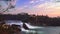 Sunset and Rhein waterfall timelapse view, spring