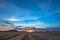 sunset in the rice field