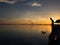 Sunset at river Ayeyarwady near Mandalay