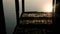 Sunset on the river bank,beautiful wooden bridge reflected in the water,footage river and wooden bridge