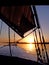 Sunset on the River Nile viewed from a Egyptian Felucca a wooden boat during the Golden Hour Near Luxor Egypt