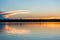 Sunset on the river in the peruvian Amazon jungle