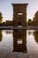 Sunset in the ruins of the Egyptian Temple of Deboh in Madrid, the capital of Spain