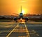 Sunset Runway - airplane with sunset in the background