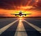 Sunset Runway - airplane with sunset in the background