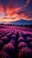 Sunset\\\'s Whispers: Lavender Fields in Grenoble, France Beckon Twilight