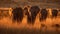 Sunset safari elephants grazing in the savannah generated by AI