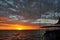 Sunset Sail Glows Orange over the Indian Ocean: Australia