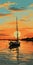 Sunset Sailing Boat Illustration In Pop Art Style