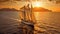 Sunset Sails: A Glorious Encounter of Sailing Yacht and Golden Sun