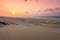 Sunset on sand dunes in Chaves beach Praia de Chaves in Boavist