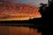 Sunset on the Sandoval lake. Tambopata, Peru