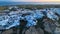 The sunset in Santorini, Greece. Picture square view of sunset sky scene traditional cycladic Santorini houses background