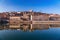 Sunset scene with buildings around the River Saone, Lyon, France