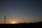 Sunset scene, Mt. Fuji and transmission tower and line, Japanese autumn photography