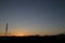 Sunset scene, Mt. Fuji and transmission tower and line, Japanese autumn photography