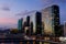 Sunset Scene of Office Towers at Victoria Harbour