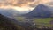 Sunset scenery in the bavarian alps, view to loisach valley