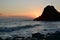 Sunset at scoglio dell`Asseu. Rena beach. Riva Trigoso. Liguria. Italy