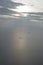 Sunset on the sea with boats seen from an airplane