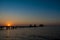 Sunset with sea and long bridge, thailand