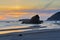 Sunset and sea stacks, Oregon coast