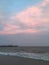 Sunset with Seagulls in Spring at Coney Island in Brooklyn, New York, NY.