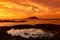 Sunset seascape and volcano