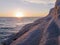 Sunset seen from the white cliff called Scala dei Turchi, near Agrigento