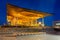 Sunset of the Senedd in Cardiff, Wales