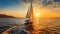 Sunset Serenade: A Majestic Sailing Yacht Bathed in Golden Glow